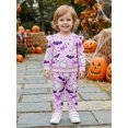 thumbnail image 6 of RUINIXCW Baby Girl 2Pcs Halloween Outfits Long Sleeve Bow Ghost Print Sweatshirt + Pants Set Toddler Clothes, 6 of 9