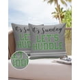 thumbnail image 6 of Pack of 2 Outdoor Pillow Covers, It's Sunday LET'S HUDDLE Gray Background Waterproof Square Throw Pillowcase Cushion Decorative Pillow Covers for Couch Patio Tent, 20x20 in, 6 of 6