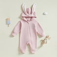 thumbnail image 2 of Coerni New Born Baby Easter Bunny Outfits Jumpsuits Boys Girls Cute Ear Hooded Onesie Zip Up Easter Rabbit Shaped Bodysuit, 2 of 9