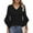 Black#2, variant on Fesfesfes Women' Versatile Stylish Tops Solid Color Roll-Tab 3/4 Sleeves Flare Sleeve V-Neck T-Shirt Pullover Breathable Fabric Blouse(Pink,S)