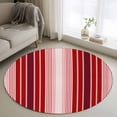 thumbnail image 2 of Red Vertical Striped Large Area Rugs for Bedroom Living Room, Soft Non Slip Carpet Bedside Rug, Farmhouse Minimalist Abstract Lines Round Floor Cover Kitchen Accent Rug 4' for Dining Room/Office, 2 of 9