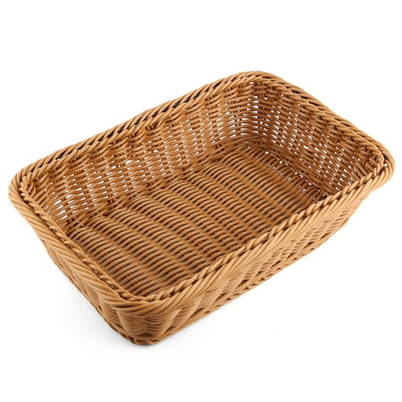 Vegetable Storage Baskets 30* 20* 7 cm Rectangle Imitation Rattan Bread Basket Woven Storage Basket For Fruit Food Vegetables - Dark Brown ()