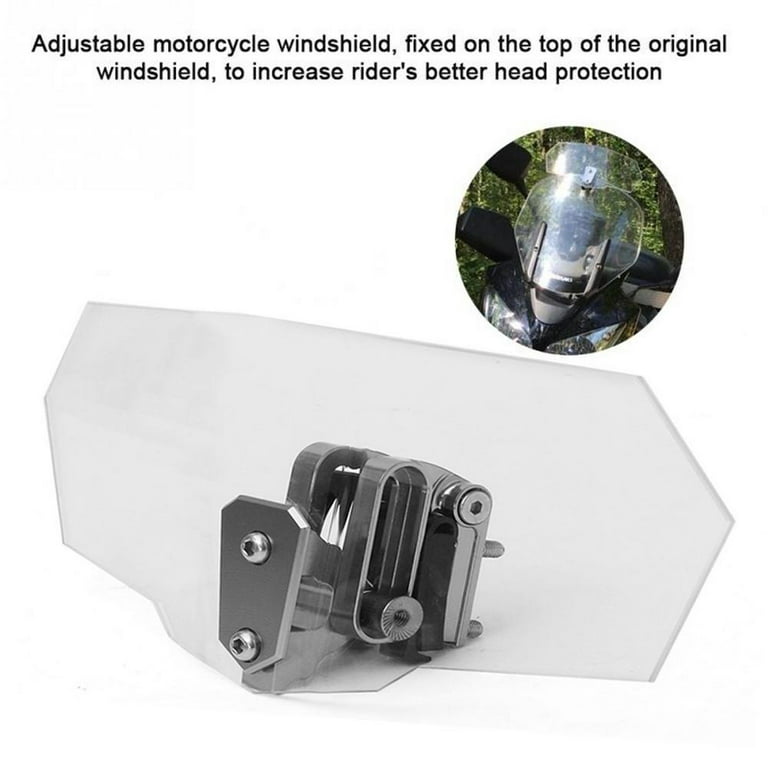 Motorcycle Adjustable Clip On Windshield Extension Spoiler Wind Deflector  Clear 