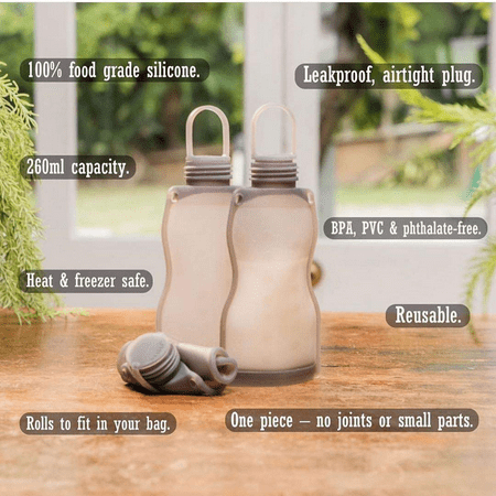 Haakaa Silicone Milk Storage Bag,Reusable Breast Milk Bags for Breastfeeding,Food Grade Silicone,BPA Free,9 oz/260 ml (5 Count)