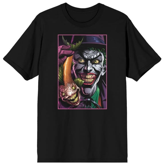 Men's Black Batman T-shirt, Laughing Joker-M