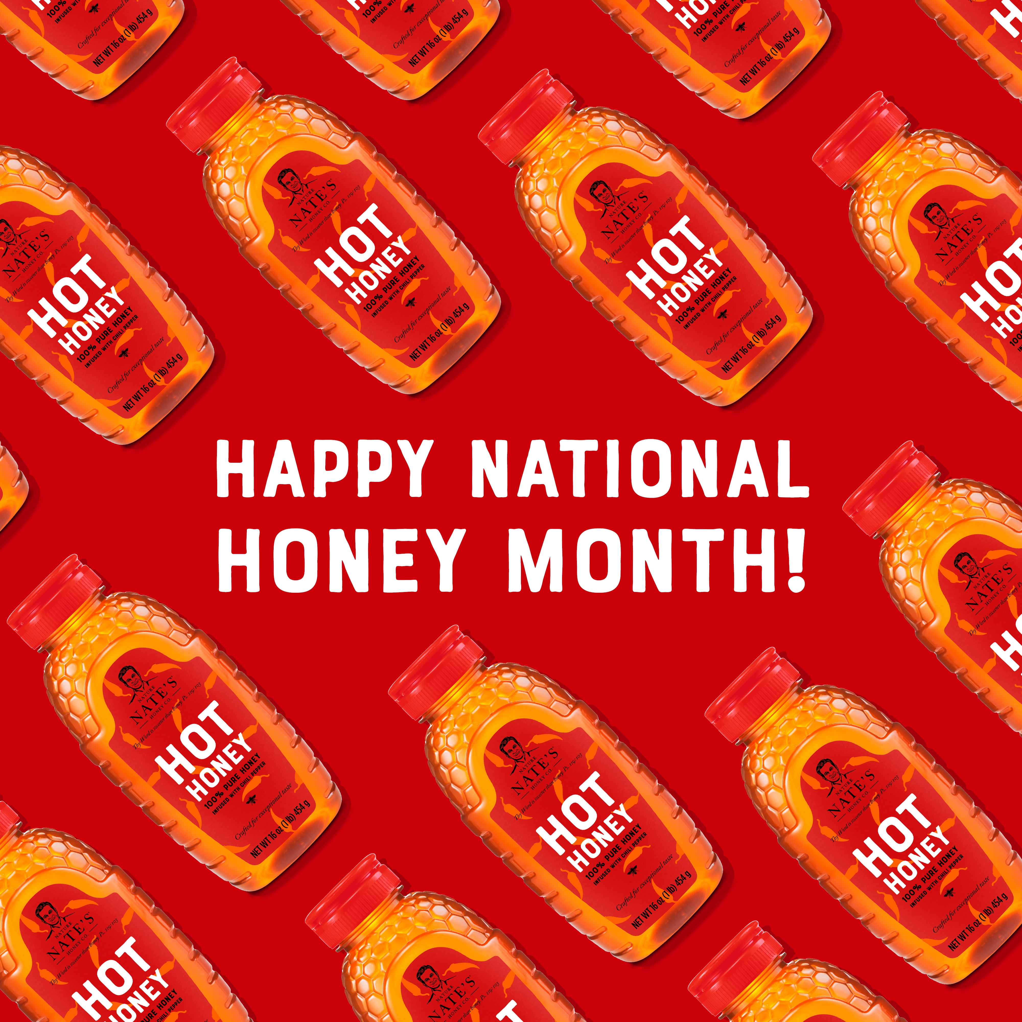 (2 pack) Nate's Hot Honey: 100% Pure Honey & Habanero Chili Pepper Flakes, 16 fl oz Gluten-Free Honey