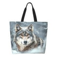thumbnail image 1 of Fotbe Majestic Snowy Wolf Bolsa Tote Estética de Lona con Estampado para Mujer - Bolsa Reutilizable de Hombro Casual para Vacaciones, Compras, Trabajo y Gimnasio, 1 of 8