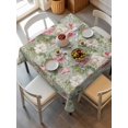 thumbnail image 6 of White Pink Flower Table Cloth, Waterproof Tablecloth for Square Tables, Shabby Chic Spring Vintage Leaf Green Reusable Washable Fabric Table Cover for Restaurant Kitchen Dining Tables 54"x54", 6 of 9