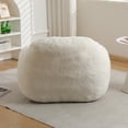 thumbnail image 4 of Bean Bag Chair, Comfy Bean Bag Sofa for Adults, Stuffed Floor Sofa with Supportive Backrest & Armrests, Modern Faux Fur Accent Chair for Living Room & Bedroom, Off White, 4 of 11