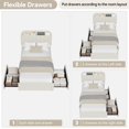 thumbnail image 4 of Yeshouse estructura de cama Twin XL tapizada en bouclé con cabecero con almacenamiento, 2 cajones y estantería, fácil montaje, no requiere somier, color blanco beige, ideal para dormitorio, 4 of 6