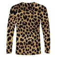 thumbnail image 3 of Tawop Men's T-Shirts Crew Neck Long Sleeve Pullover Graphic Leopard Workout Casual Coffee L, 3 of 4