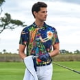thumbnail image 5 of Balery Colorful Floral Forest Fairy Printed Men’s Short Sleeve Polo Shirt, Midweight Men's Shirt,Golf Polo shirts -Medium, 5 of 8