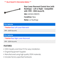thumbnail image 2 of Rear Lower Rearward Control Arm (with Bushings) - Left or Right - Compatible with 1999 - 2004 Acura RL 2000 2001 2002 2003, 2 of 2