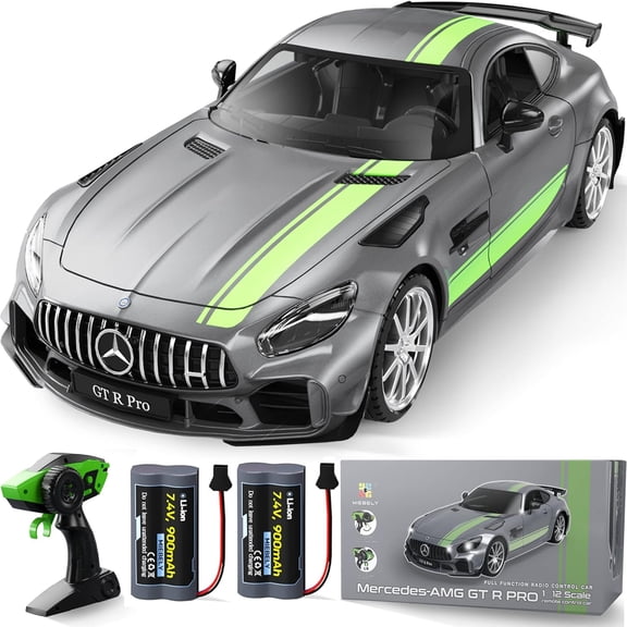 MIEBELY Remote Control Car, Mercedes Benz 1/12 Scale Official Authorized GT R Pro Rc Cars 7.4V 900mAh Rechargeable Battery 2.4Ghz Rc Drift Cars W/LED Toy Car Birthday Gift for Boys Kids Adults Age 6 