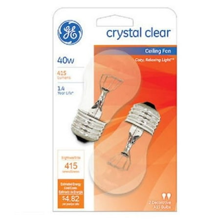 40 Watt Light Bulb For Range Hood GE 44409 A15 Soft Clear Ceiling Fan Light Bulb E26 Base 40 Watt 415-Lumens (6 Pack Of 12 Bulbs) ()
