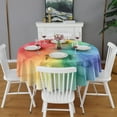thumbnail image 2 of Colorful Tie Dye Cloud Shape Pattern Round Tablecloth 60"x60",Wrinkle Wipeable Table Cloth for Kitchen Dining Room Picnic Patio Party, 2 of 6