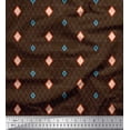 thumbnail image 1 of Soimoi Brown Cotton Jersey Fabric Diamond Geometric Print Fabric by the Yard 58 Inch Wide, 1 of 3