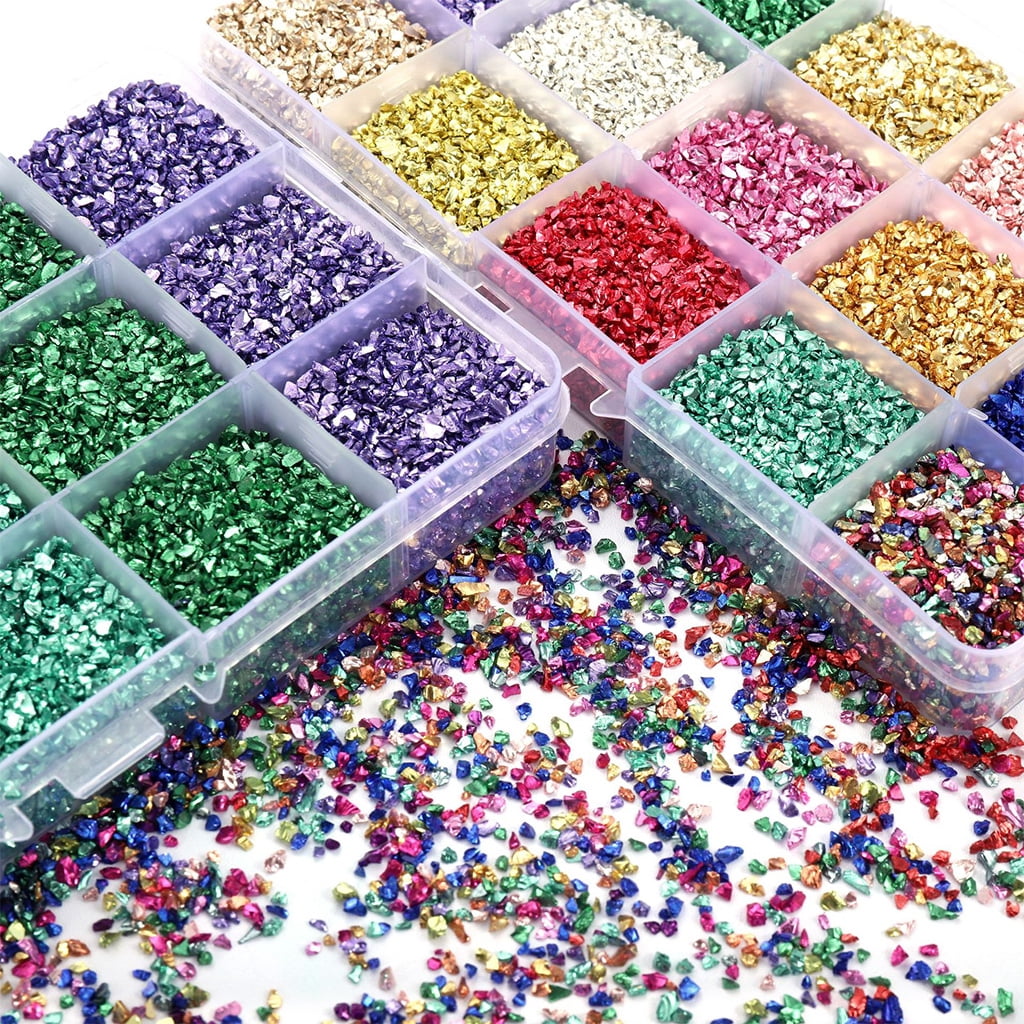 Glitter Irregular Glass Chips DIY Crafts Jewelry Making Filling Decorative Crystal UV Resin Mold Coaster Filler
