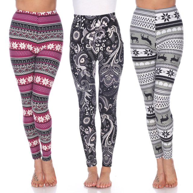 White Mark Leggings de Vacances Doux et Extensibles pour Femmes, Lot de 3