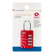 Protege 4-Dial TSA Approved Combination Luggage Lock for Travel, Red
