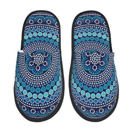 Balery Dot Painting Slient Indoor Furry Fleece Comfort House Shoes Soft Non-Slip Home Shoes Cotton slippers House Slippers-- Medium