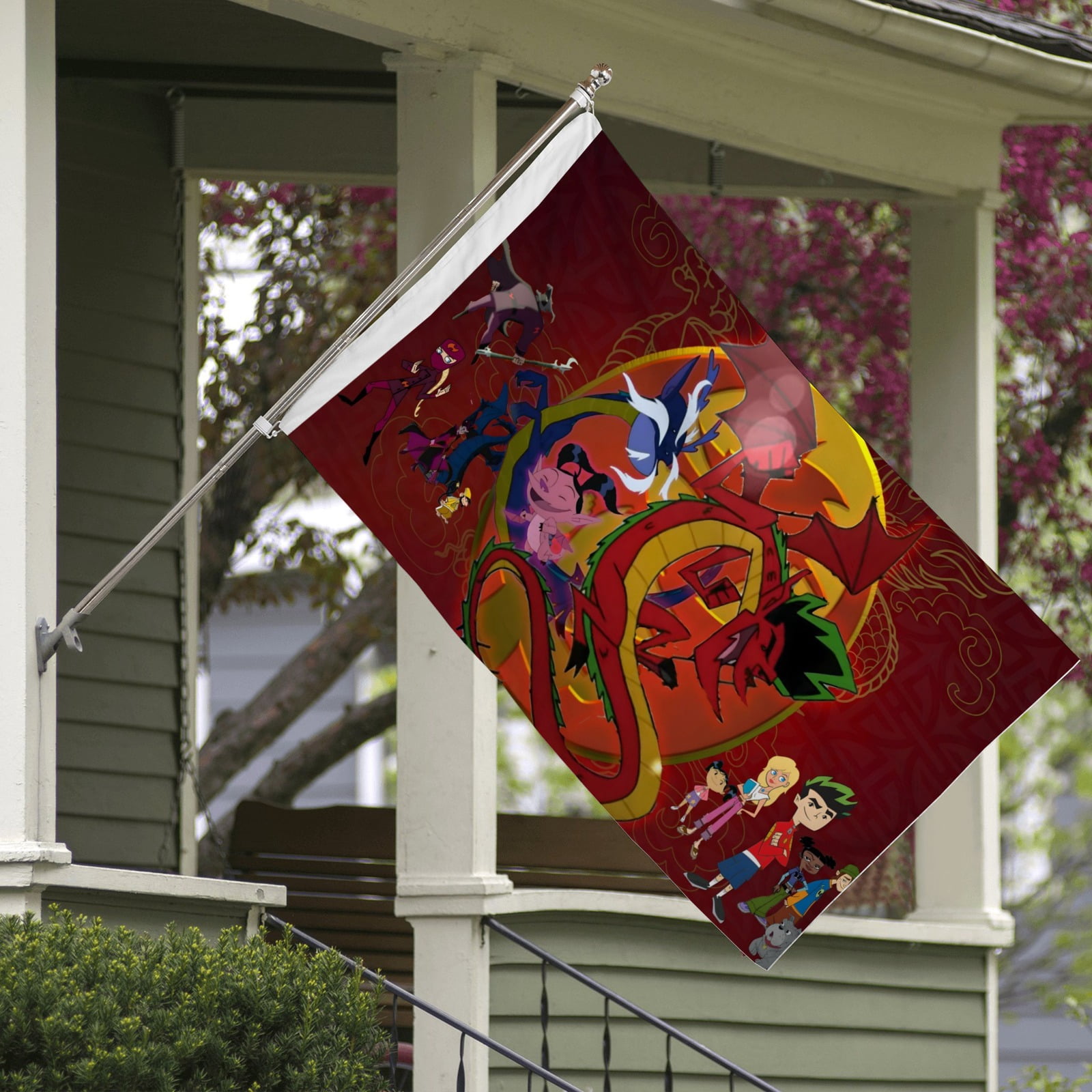 American Dragon Jake Long-themed Printed Flag Perfect gift for fans, friends, and family members, and suitable for indoor and outdoor activities, party decorations.35.4"x59" (90cm×150cm)