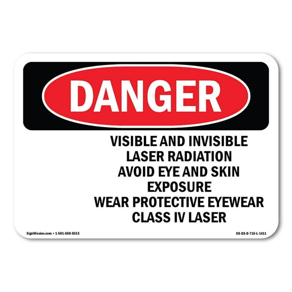 OSHA Danger Sign - Visible And Invisible Laser Radiation | Decal | Protect Your Business, Construction Site, Shop Area | Made in The USA