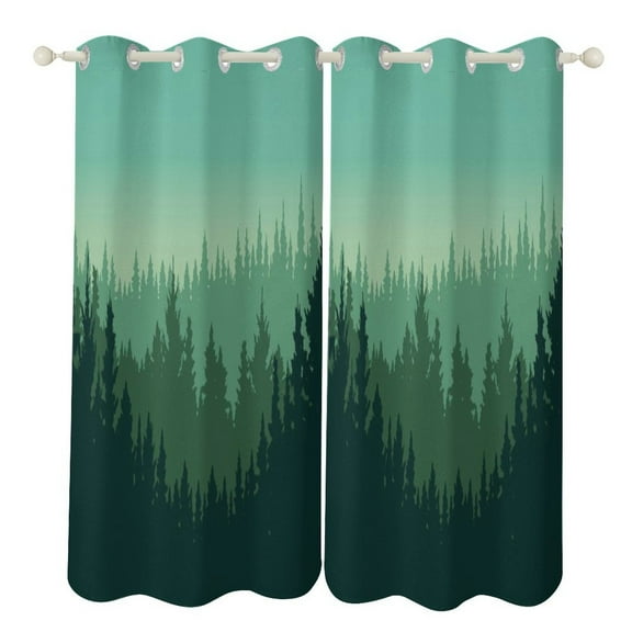 Nature Forest Blackout Curtains Window Drapes Room Darkening Thermal Insulated Grommets Blackout Curtains, for Living, Dining, Bedroom,2 Panels