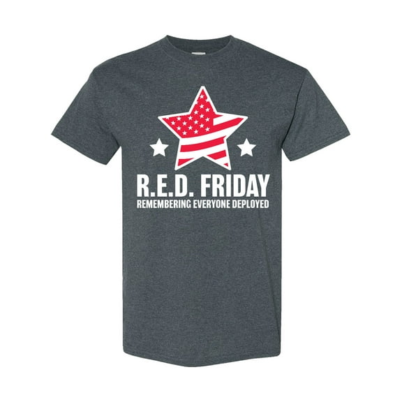 Inktastic Red Friday Remembering Everyone Deployed with Red American Flag T-Shirt