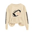thumbnail image 7 of Sorvello Women's Football Graphic Sweatshirt Game Day Pullover Soft Breathable Cozy Long Raglan Sleeve Streetwear Fall Casual Athletic Top for Women Beige L, 7 of 7