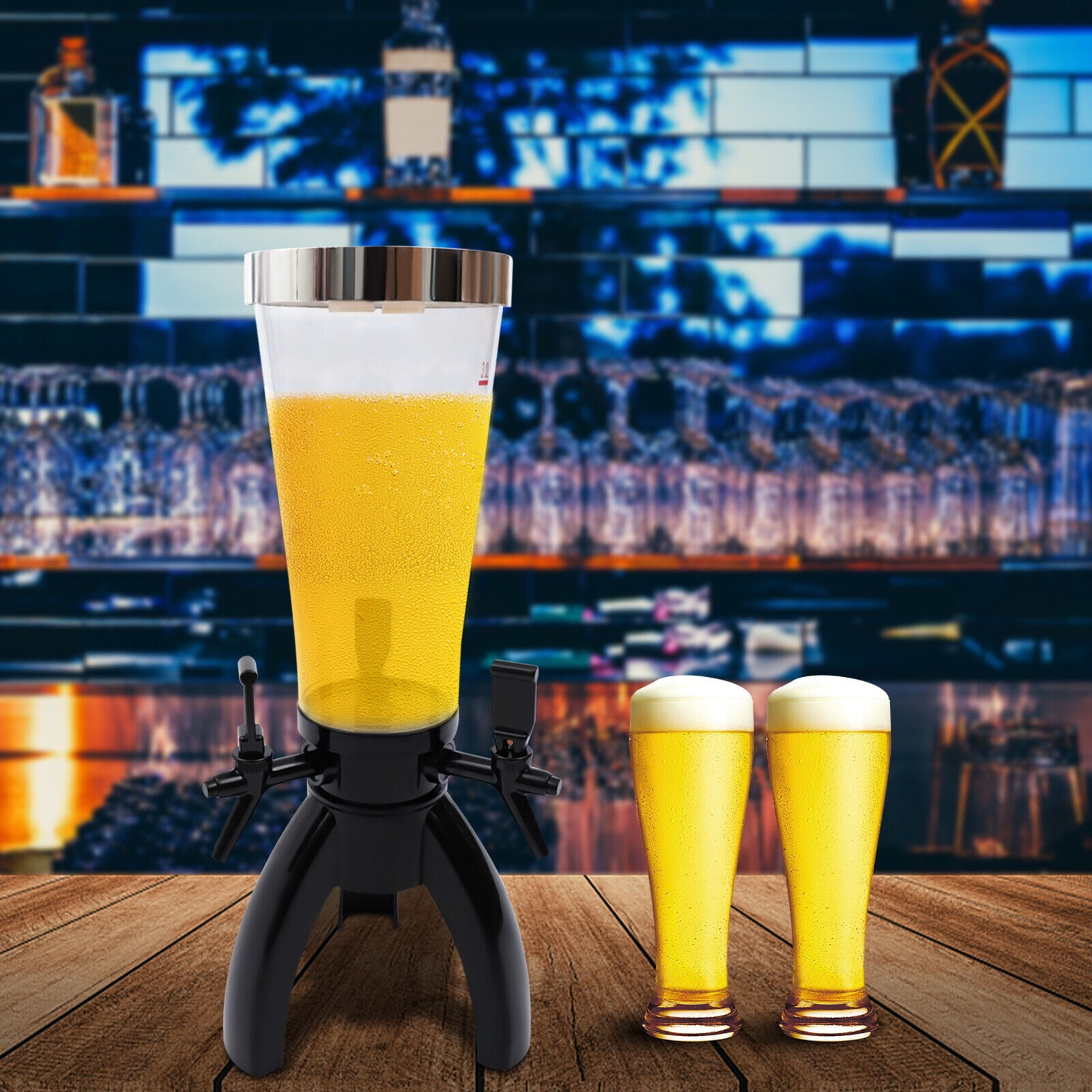 3L Beer Tower Dispenser w/Ice Column Gold LED Drink Dispenser for Party Bar  Home