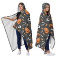 thumbnail image 2 of Wearable Blanket,Halloween Pumpkin Skull Pattern Hooded Wearable Sherpa Blanket for Adults & Teens,Winter Poncho Shawl Wrap Cape Thick Warm,50"x60", 2 of 5