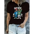 thumbnail image 1 of Camisetas para mujer, lindas camisetas con estampado gráfico, de manga corta, estilo casual, para veranoCartoon Character Car Print Graphic T-Shirt for Women - Casual Polyester Blend, Medium Stretch, 1 of 6
