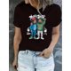 thumbnail image 1 of Camiseta con estampado de coche de dibujos animados para mujer - Algodón informal, elasticidad media, cuello redondo, comodidad para todo el año, estilo hip hop unisex, camisetas informales, 1 of 6