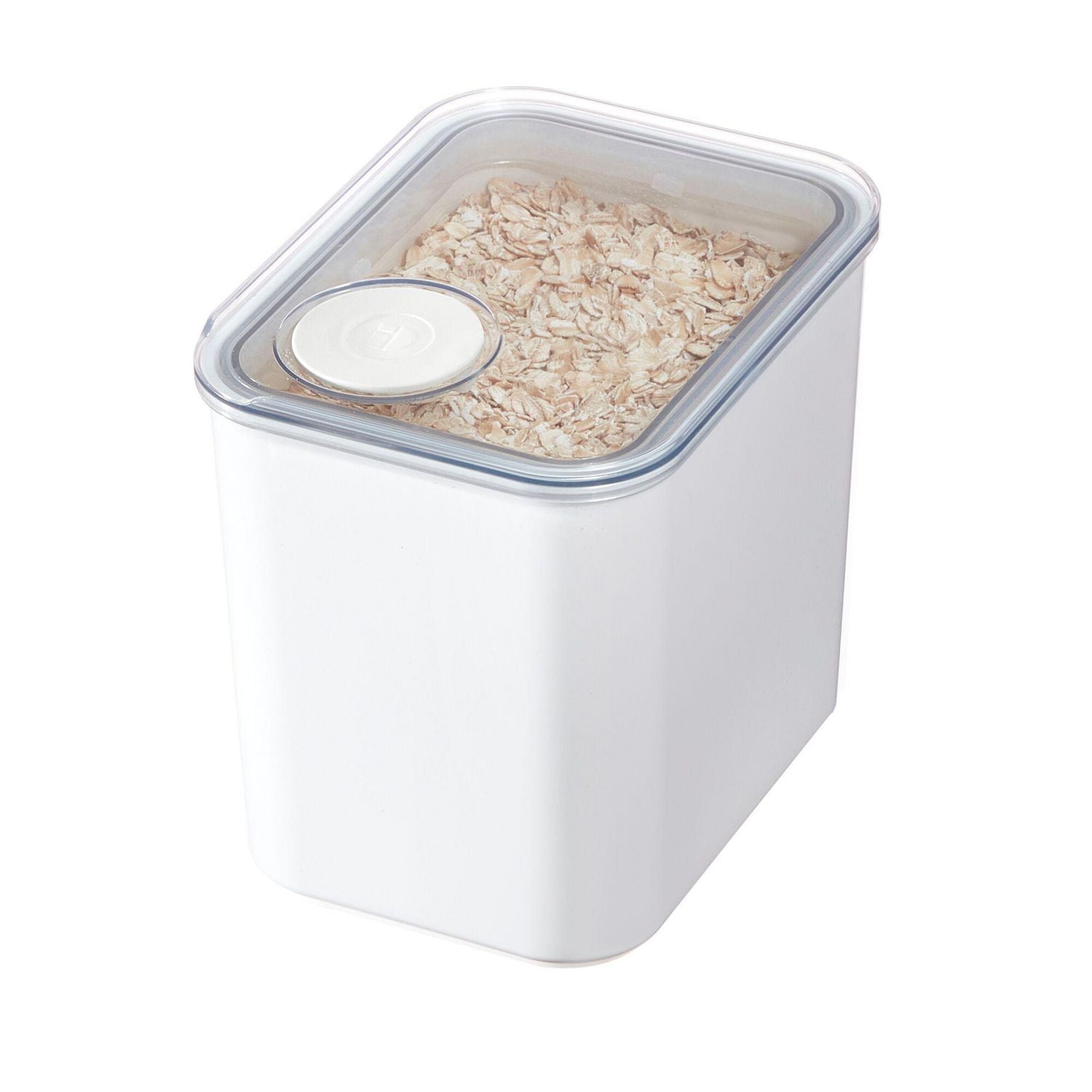 iDesign Recycled Plastic Medium Dry Goods Kitchen Canister with Airtight Lid – 1900mL, White