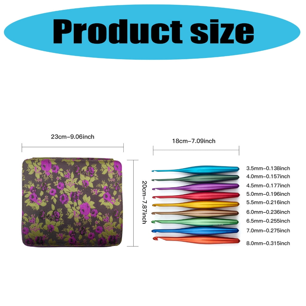 9 Pcs Knitting Needle Colourful Crochet Hook Set 3.5mm-8.0mm Crochet Needle Ergonomical Crochet Needle for Crafting