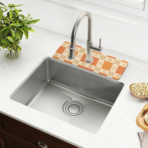 Yayeee Faucet Mat for Kitchen Sink 14.7" Diatomite Long Splash Guard Pad, Geometric Pattern