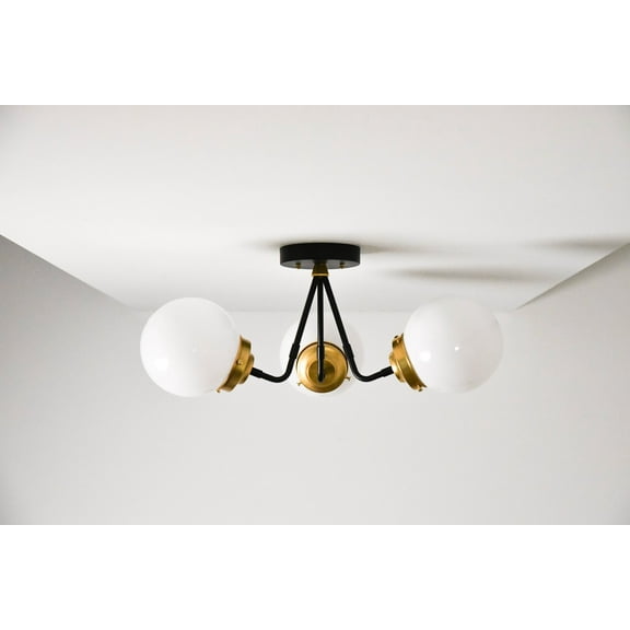 Fresno Semi Flush - Black & Brass