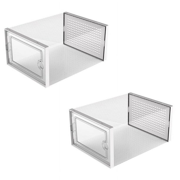 Caja de almacenamiento de zapatos, cajas de almacenamiento de zapatos transparentes, contenedores organizadores apilables de plástico duro, color blanco