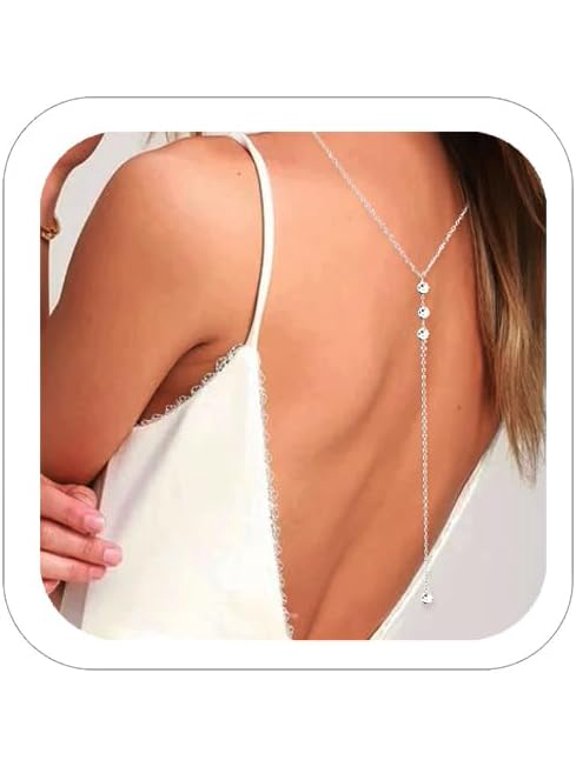 Rhinestone Back Chain for Backlesss Dress Crysatl Backdrop Gold Dainty Chain Women Bridal Wedding Back Necklace Summer Beach Body Jewelry[a3839]