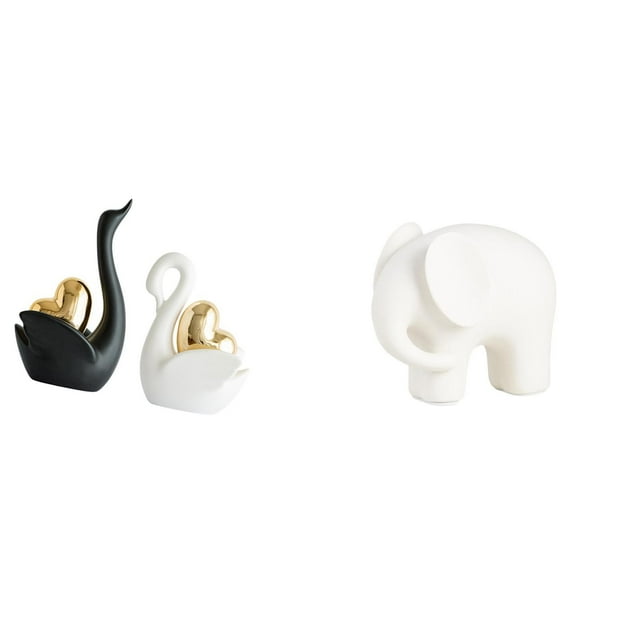 Figuras De Elefante Cisne, Adorno De Mesa, Artesanía, Decoración Para Parejas, Escultura De Cerámica Animal, Colección De Figuras, Estatua Coleccionable Con Almohadillas Antideslizantes