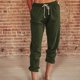 thumbnail image 4 of Pantalones largos rectos de bolsillo sueltos de cintura alta sólidos informales para mujer Fridja  hfkajh101559, 4 of 8