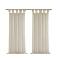 thumbnail image 2 of Madison Park Rosette Floral Embellished Cuff Tab Top Solid Window Panel in Beige, 2 of 5