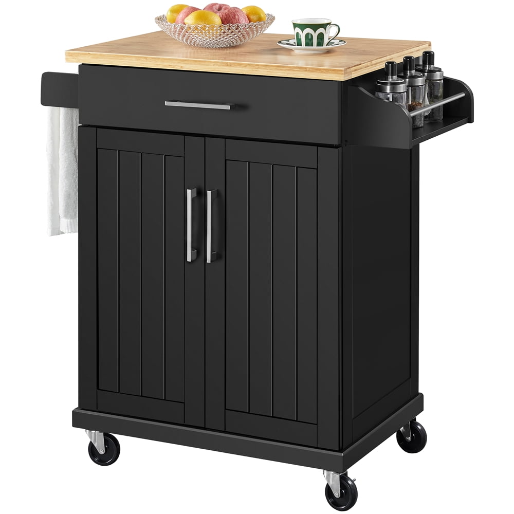 Topeakmart Rolling Kitchen Island Cart with Spice Rack Towel Rack