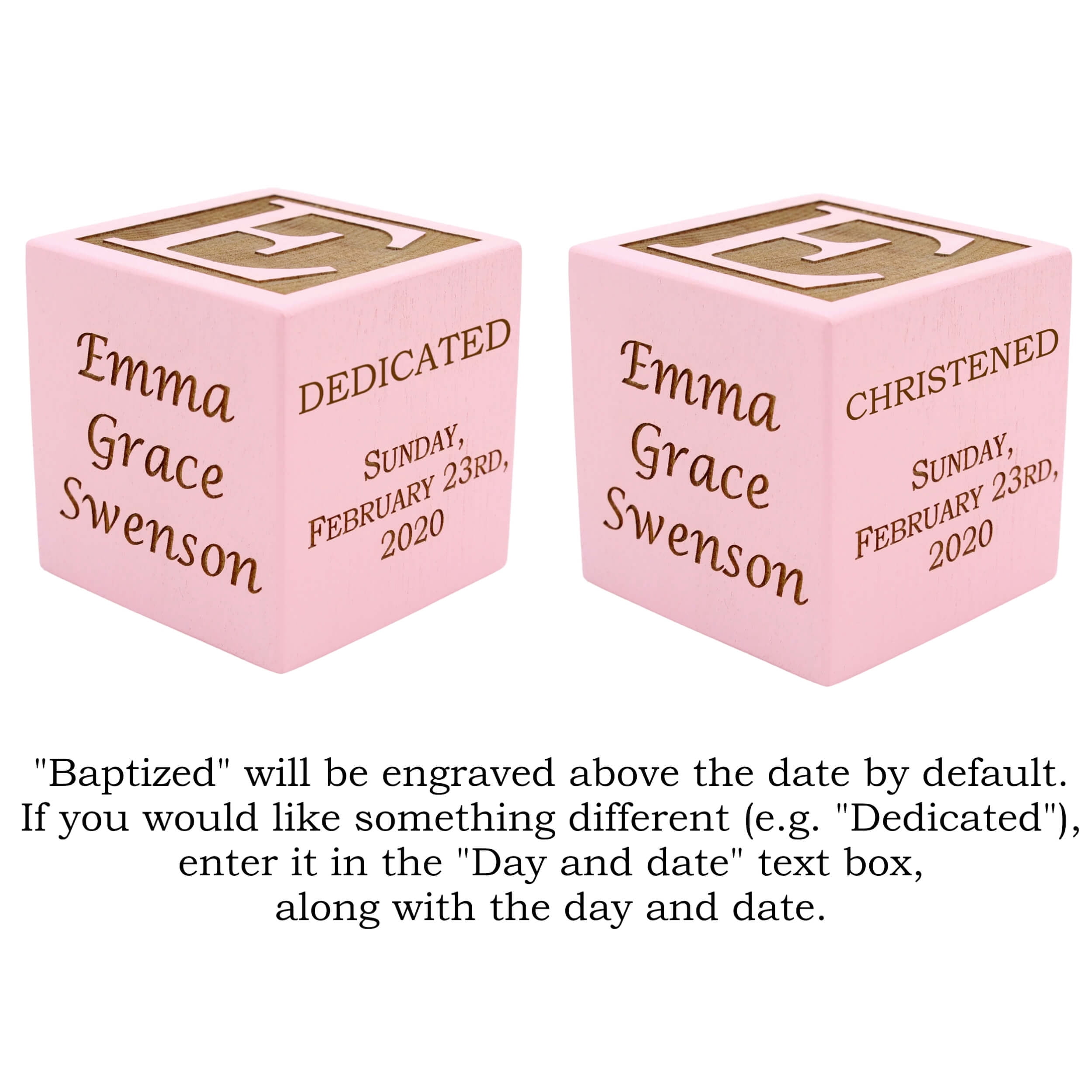 Palmetto Wood Shop Personalized Baby Baptism, Dedication, Christening Gift, Solid Wood Block