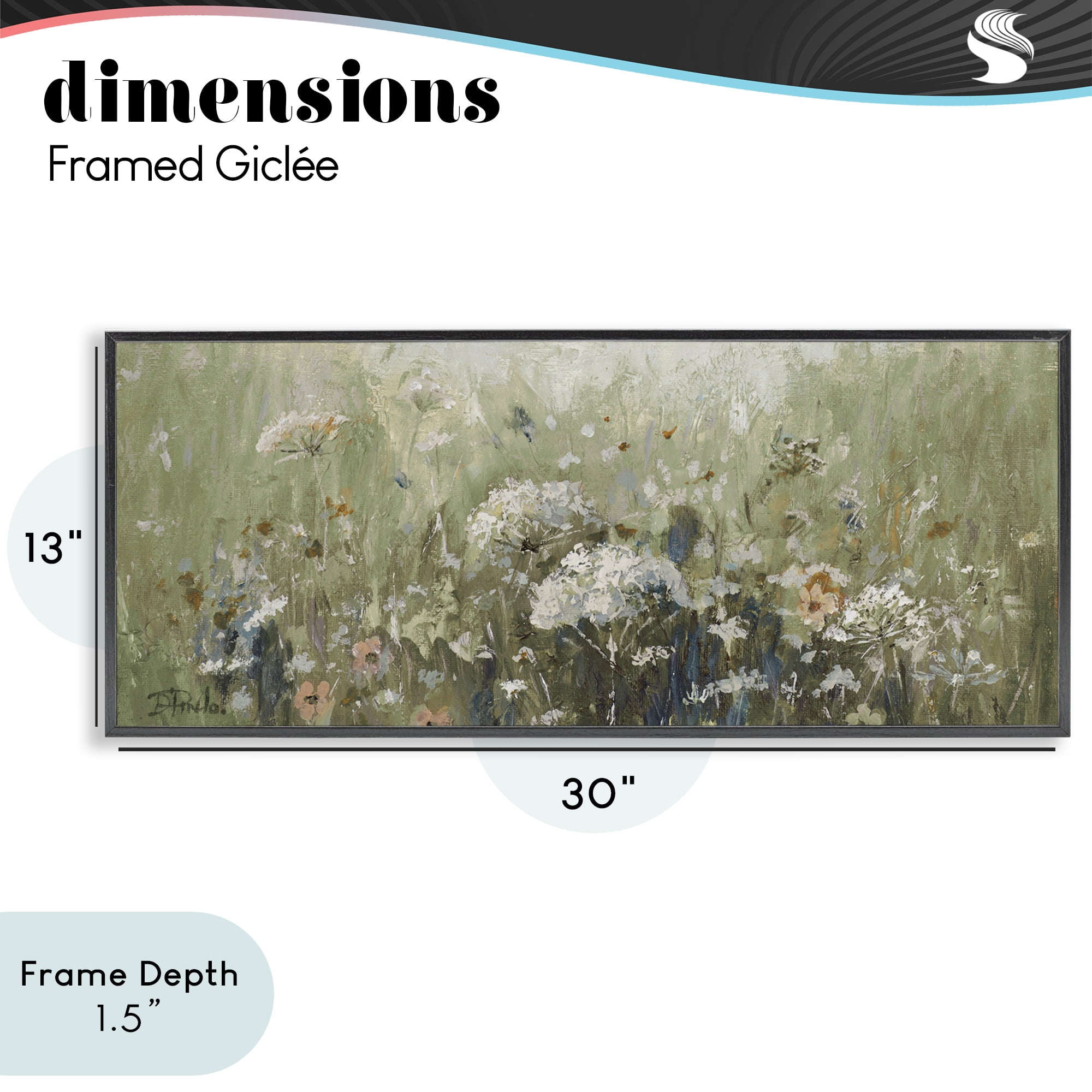 Stupell Industries Mistful Summer Meadow Scene Black Framed Giclee Art, design by Patricia Pinto