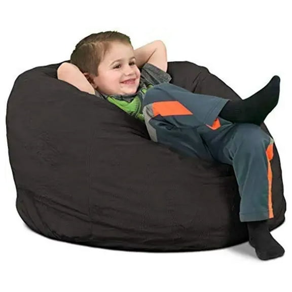 Ultimate Sack Kids Foam Filled Washable Suede Cover Bean Bag Chair, Grey