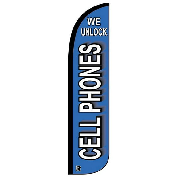 We Unlock Cell Phones Windless Feather Business Flag 10 x 2.5 Foot Advertising Flutter Flag