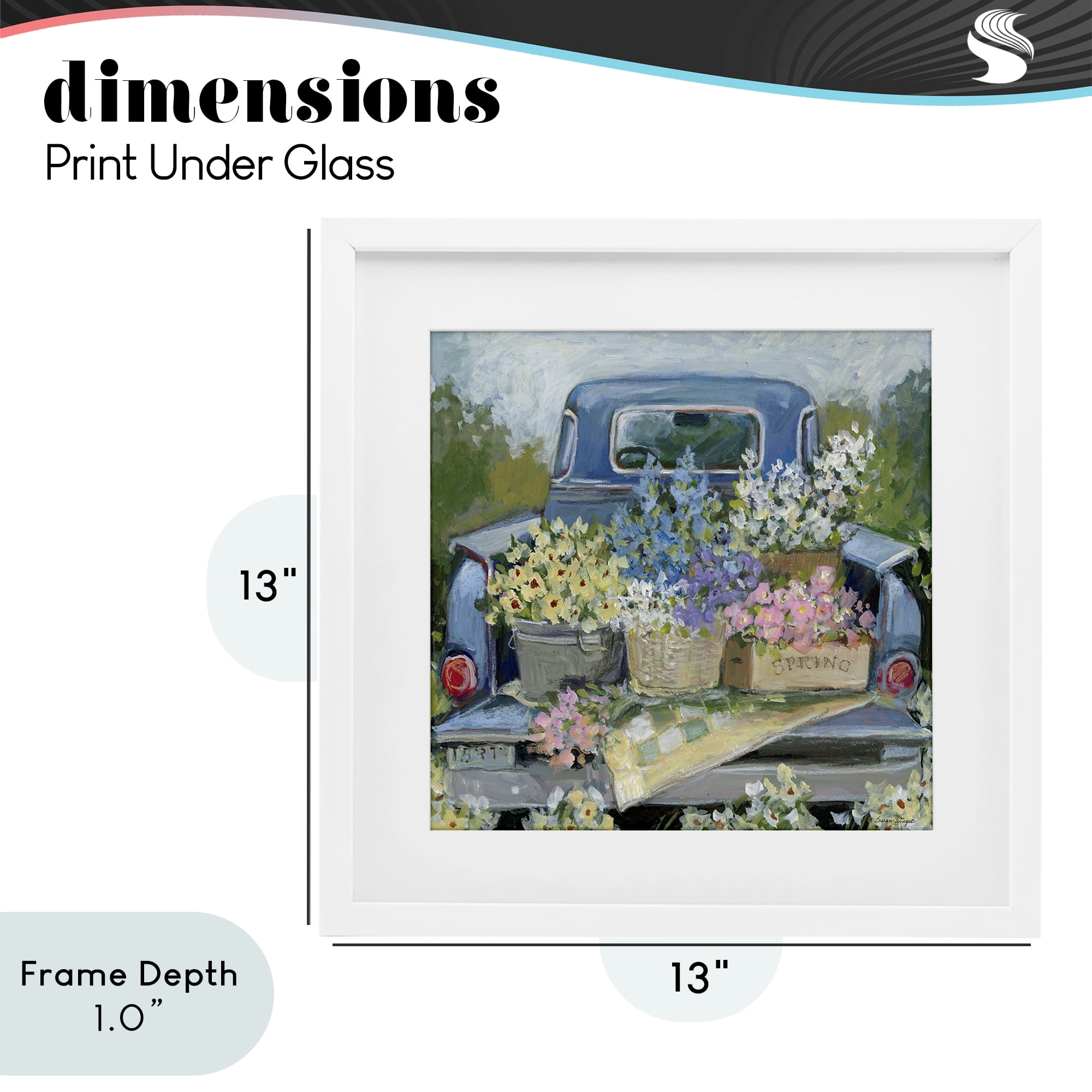 Stupell Industries Truck Bed with Flowers White Framed Print Under Glass, design by Susan Winget