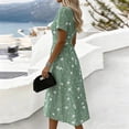 thumbnail image 6 of QSAWXQZ Women's Floral Wrap Midi Dress Short Sleeve V Neck A Line Sundress Vacation Outfit Casual for Summer L, 6 of 6